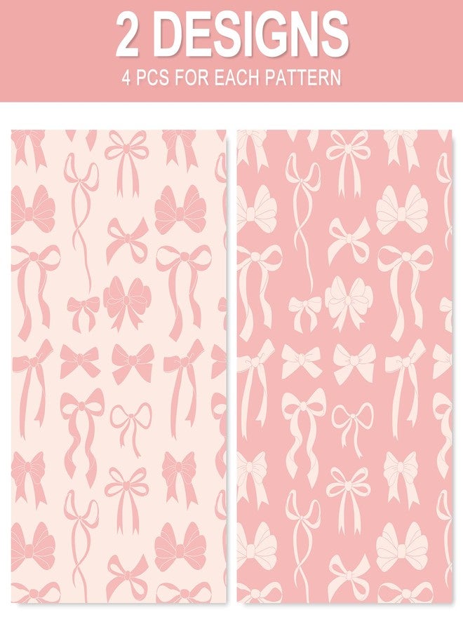 Whaline 8 Sheets Pink Bow Wrapping Papers - Not Roll - Pink Beige Bowknot Gift Wrap Paper Folded Flat for Coquette Birthday Wedding DIY Crafts, 19.7 x 27.6 In - Image 3